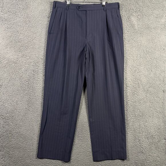 Brooks Brothers Pants Mens 36x33 Blue Striped Classic Fit Stretch Dress Slacks - Picture 1 of 14